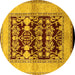 Round Oriental Yellow Industrial Rug, urb907yw