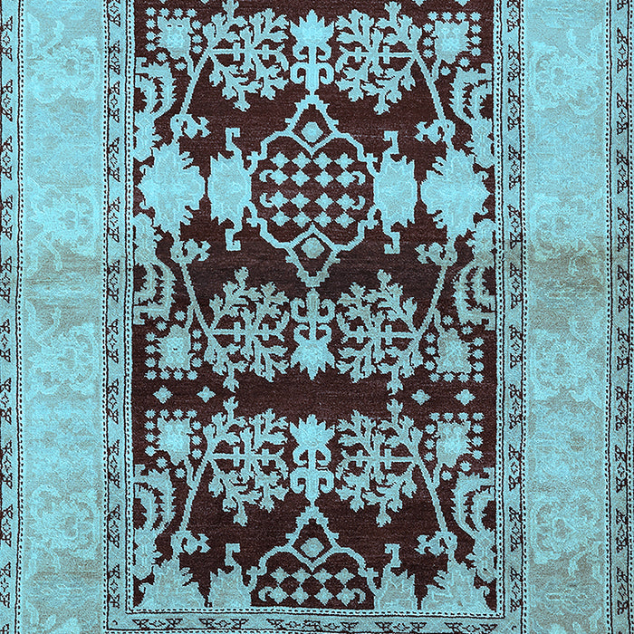 Machine Washable Oriental Light Blue Industrial Rug, wshurb907lblu