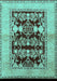 Machine Washable Oriental Turquoise Industrial Area Rugs, wshurb907turq