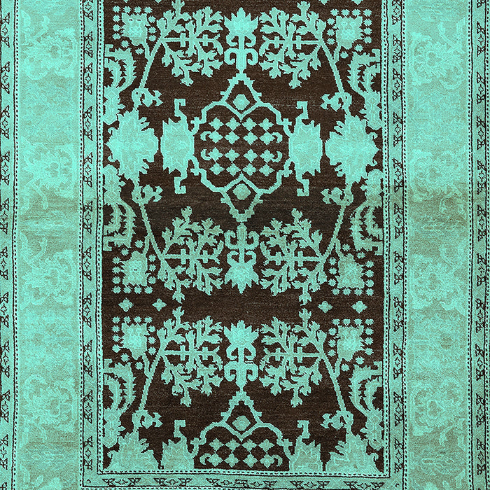 Machine Washable Oriental Turquoise Industrial Area Rugs, wshurb907turq