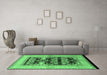 Machine Washable Oriental Emerald Green Industrial Area Rugs in a Living Room,, wshurb907emgrn