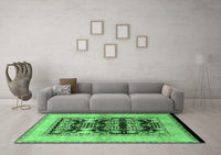 Machine Washable Oriental Emerald Green Industrial Rug, wshurb907emgrn