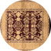 Round Oriental Brown Industrial Rug, urb907brn