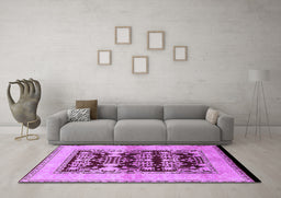 Machine Washable Oriental Purple Industrial Area Rugs in a Living Room, wshurb907pur