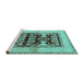 Sideview of Machine Washable Oriental Turquoise Industrial Area Rugs, wshurb907turq