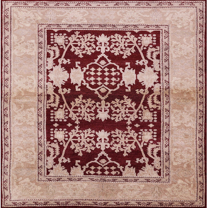 Square Mid-Century Modern Pastel Orange Oriental Rug, urb907