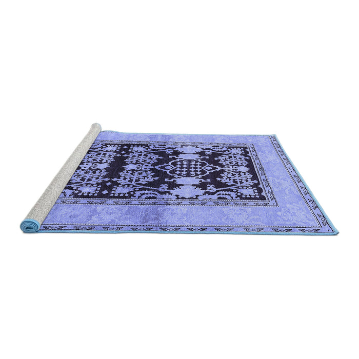 Sideview of Machine Washable Oriental Blue Industrial Rug, wshurb907blu