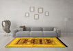 Machine Washable Oriental Yellow Industrial Rug in a Living Room, wshurb907yw