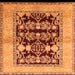 Square Machine Washable Oriental Orange Industrial Area Rugs, wshurb907org