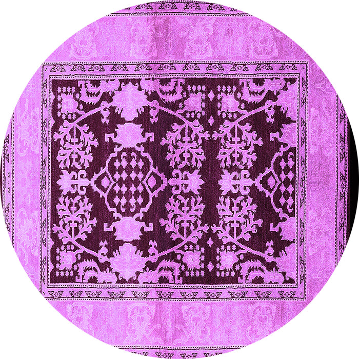 Round Machine Washable Oriental Purple Industrial Area Rugs, wshurb907pur