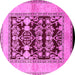 Round Machine Washable Oriental Pink Industrial Rug, wshurb907pnk