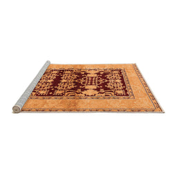 Sideview of Machine Washable Oriental Orange Industrial Area Rugs, wshurb907org