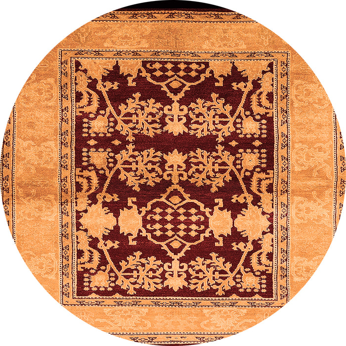 Round Oriental Orange Industrial Rug, urb907org