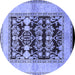 Round Oriental Blue Industrial Rug, urb907blu