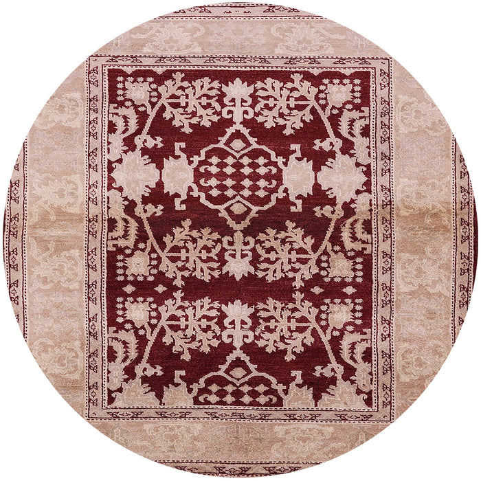 Round Mid-Century Modern Pastel Orange Oriental Rug, urb907