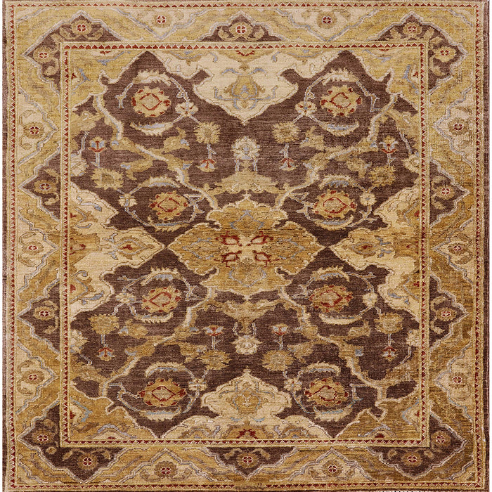 Square Mid-Century Modern Brown Sand Brown Oriental Rug, urb908