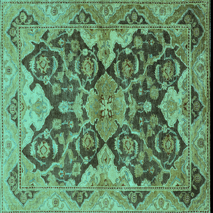 Square Oriental Turquoise Traditional Rug, urb908turq