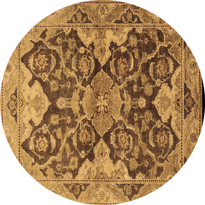 Round Oriental Brown Traditional Rug, urb908brn
