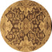 Round Oriental Brown Traditional Rug, urb908brn
