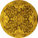 Round Oriental Yellow Traditional Rug, urb908yw