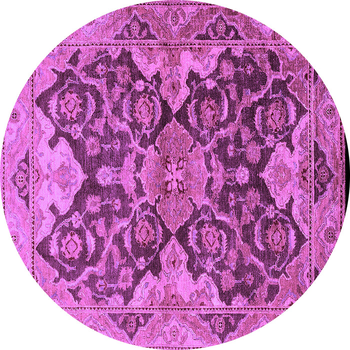 Round Machine Washable Oriental Purple Traditional Area Rugs, wshurb908pur