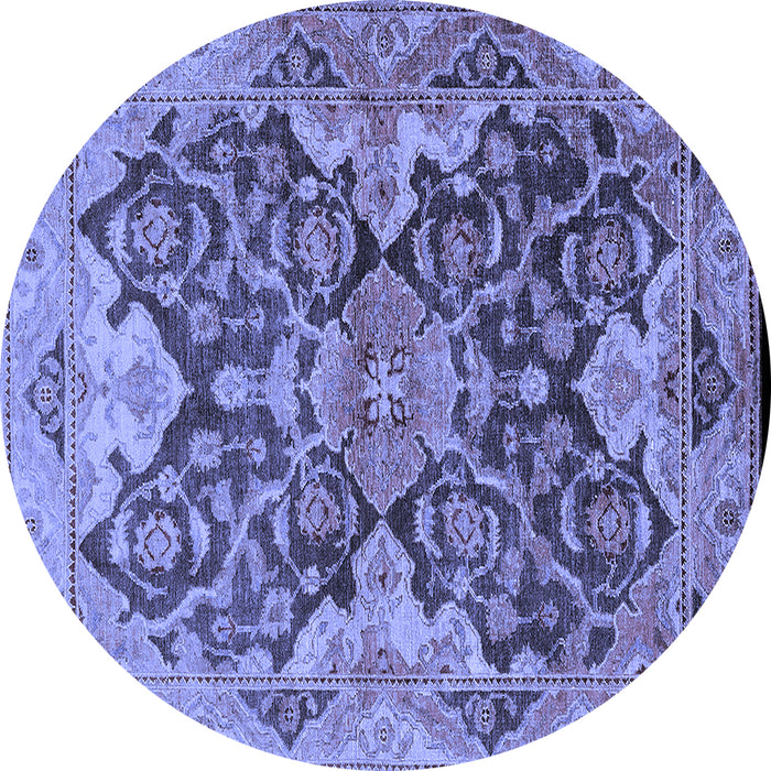 Round Machine Washable Oriental Blue Traditional Rug, wshurb908blu