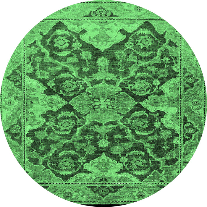 Round Oriental Emerald Green Traditional Rug, urb908emgrn