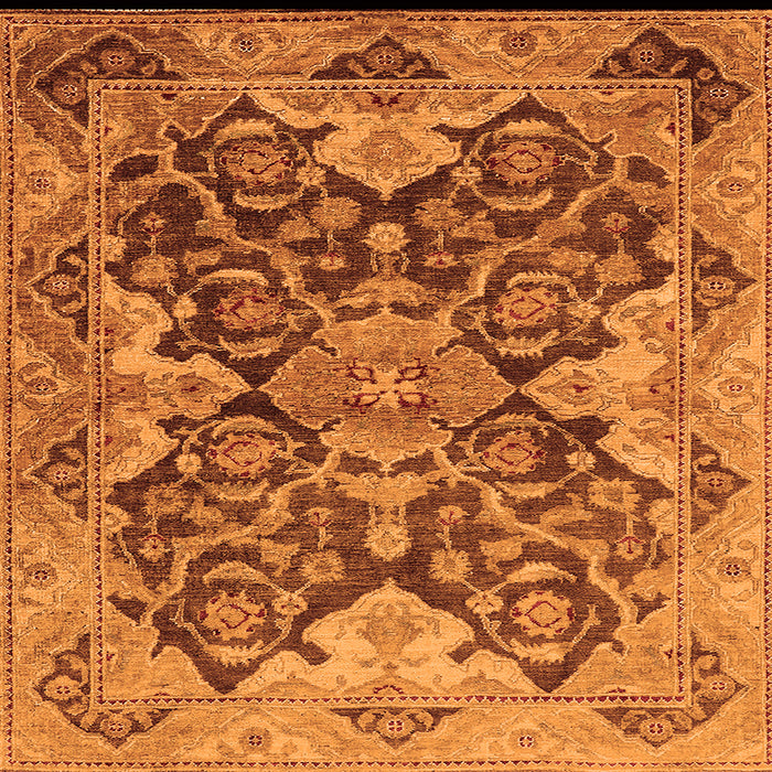 Square Machine Washable Oriental Orange Traditional Area Rugs, wshurb908org