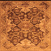 Square Machine Washable Oriental Orange Traditional Area Rugs, wshurb908org