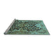 Sideview of Machine Washable Oriental Light Blue Traditional Rug, wshurb908lblu