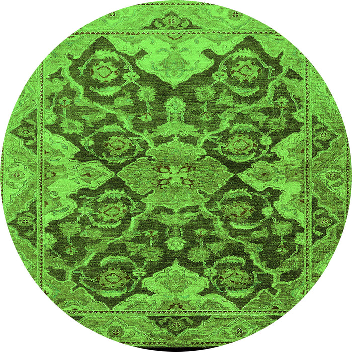 Round Oriental Green Traditional Rug, urb908grn