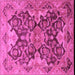 Square Machine Washable Oriental Pink Traditional Rug, wshurb908pnk