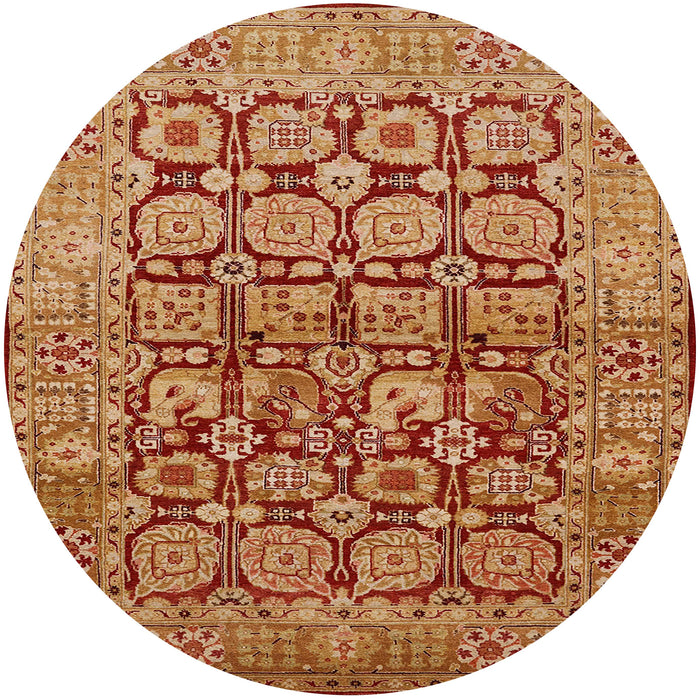 Round Machine Washable Industrial Modern Orange Rug, wshurb909