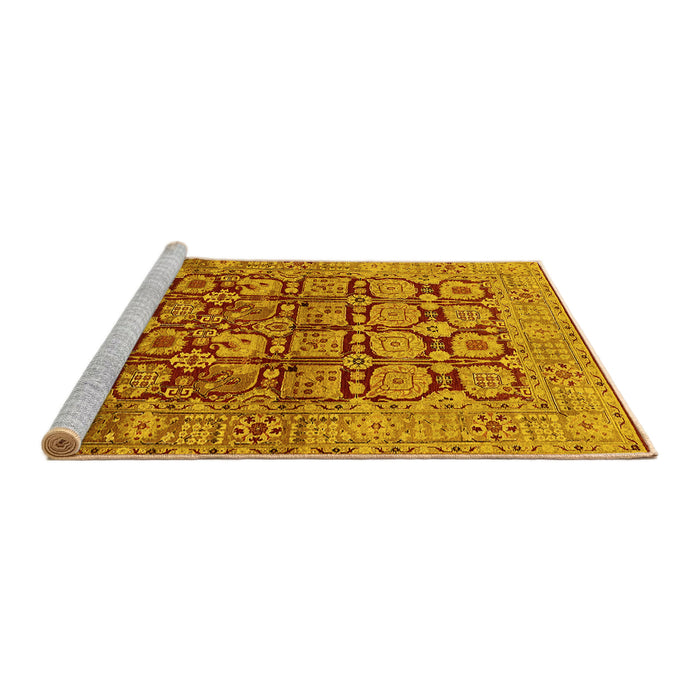 Sideview of Machine Washable Oriental Yellow Traditional Rug, wshurb909yw
