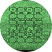 Round Oriental Emerald Green Traditional Rug, urb909emgrn