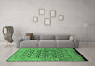 Machine Washable Oriental Emerald Green Traditional Area Rugs in a Living Room,, wshurb909emgrn