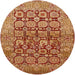 Round Mid-Century Modern Orange Oriental Rug, urb909