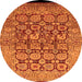 Round Machine Washable Oriental Orange Traditional Area Rugs, wshurb909org