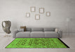 Machine Washable Oriental Green Traditional Area Rugs in a Living Room,, wshurb909grn