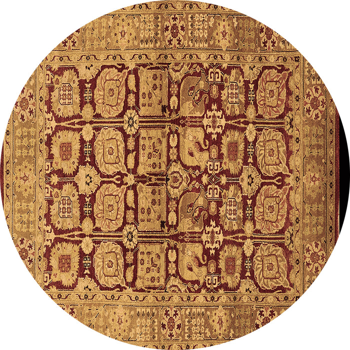 Round Machine Washable Oriental Brown Traditional Rug, wshurb909brn