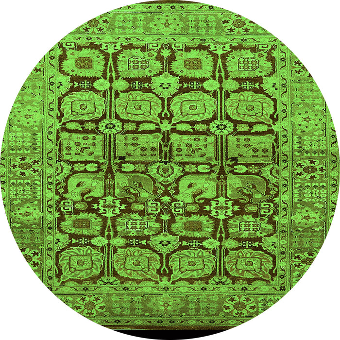 Round Oriental Green Traditional Rug, urb909grn