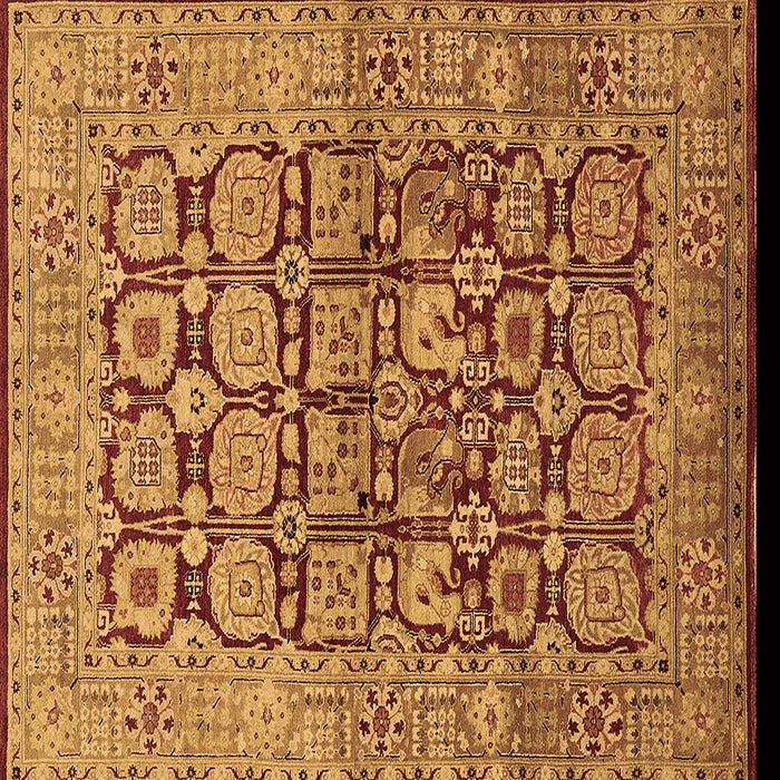 Square Machine Washable Oriental Brown Traditional Rug, wshurb909brn