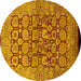 Round Oriental Yellow Traditional Rug, urb909yw