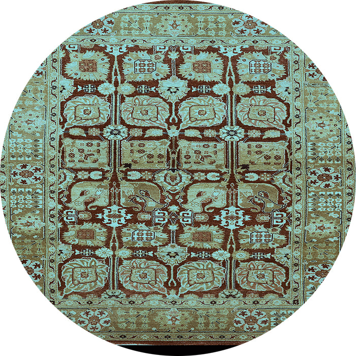 Round Oriental Light Blue Traditional Rug, urb909lblu