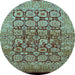 Round Oriental Light Blue Traditional Rug, urb909lblu