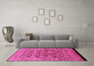 Machine Washable Oriental Pink Traditional Rug in a Living Room, wshurb909pnk