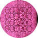 Round Oriental Pink Traditional Rug, urb909pnk