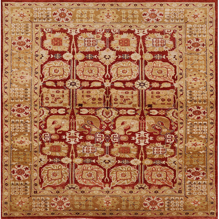 Square Mid-Century Modern Orange Oriental Rug, urb909