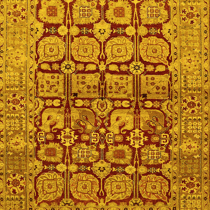 Machine Washable Oriental Yellow Traditional Rug, wshurb909yw