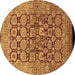 Round Oriental Brown Traditional Rug, urb909brn